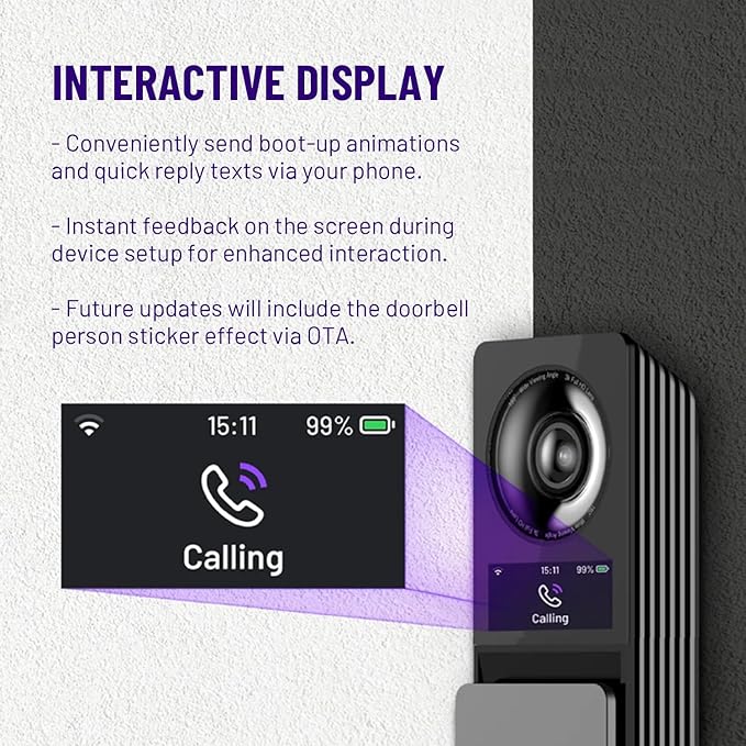 Wireless Video Doorbell w/Smart Lock Set - Incl. Chime, Dual Cameras, 5MP 3K QHD, 2'' Screen & 32GB eMMC, Motion Detection & Real-time Alert, 2-Way Audio, Door Bell and Keyless Entry Front Door Lock
