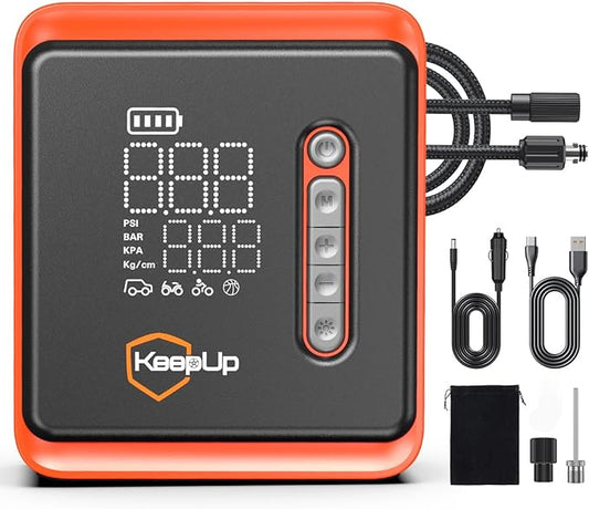 Tire Inflator Portable Air Compressor - Air Pump for Car Tires with Tire Pressure Gauge (150 PSI&10000mAh) - One Click Smart Pump Tire Inflator for Car, Motorcycle, Bicycle and More