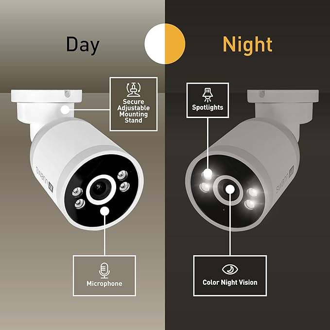 Swann AdvancedX Wired 4K Security Camera PoE Outdoor Bullet, Color Night Vision, Smart AI Video Analytics/Alerts, Advanced Motion Detection