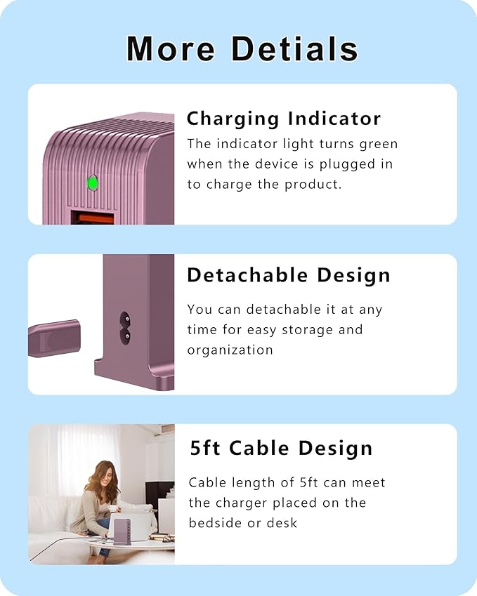 Charging Station for Multiple Devices,VPSUN 50W USB Charger Tower,Multi 6 Port USB Charging Hub Compatible with iPhone 15/14/14 Pro/14 Pro Max/Android/Samsung/Tablet,etc(Pink, 50W)
