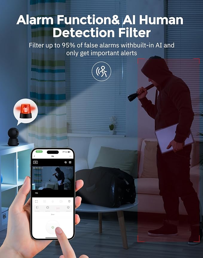 Hugolog 4K 8MP Indoor Pan/Tilt Security Camera with Auto-Focus,Ideal for Baby Monitor/Pet Camera/Home Security,Starlight Color Night Vision,Human/Pet AI,Two-Way Audio,US Cloud,Compatible with Alexa