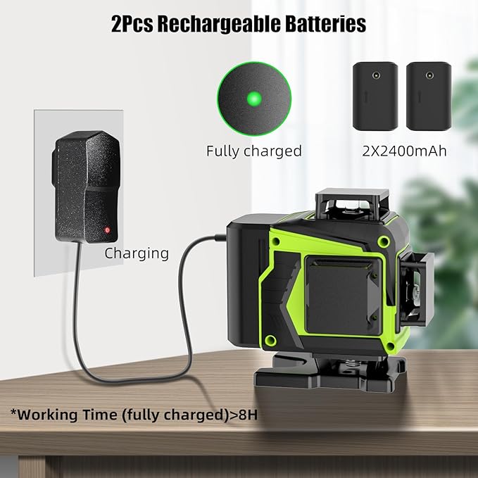 16 Line Laser Level 360 Self Leveling with tripod, 4x360° Cross Line laser Level Tool for Construction Project,Floor Tile, Picture Hanging, 2 Batteries,Magnetic Bracket & Remote Control