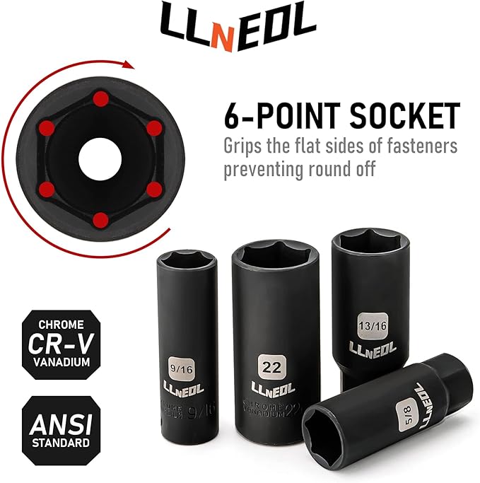 3/8" Drive Impact Socket Set 95Pcs, Spark Plug Socket (5/8", 13/16"), 6 Point Metric & SAE from 5/16"- 3/4", 8-22mm, CR-V Deep & Shallow Kit with Quick Release Ratchet (72-Tooth) for Home & DIY
