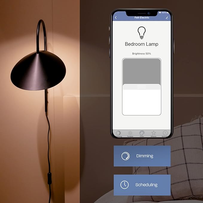Feit Electric Smart Light Bulbs, 2.4 Ghz WiFi Light Bulbs, No Hub Needed, Works with Alexa and Google, Dimmable 60 Watt = LED 9W, OM60/927CA/AG/3, 2700K Soft White, 3 Pack