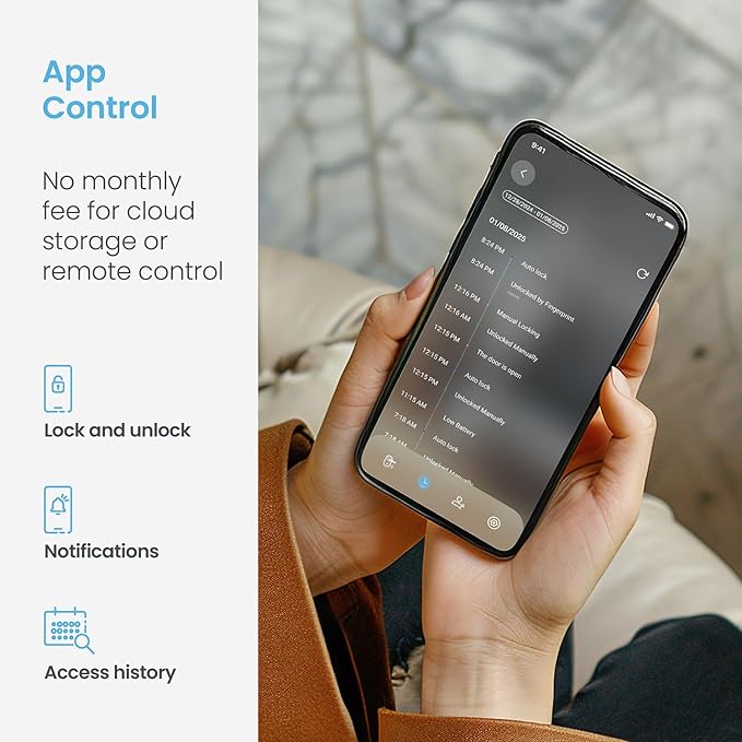 Lockly Secure Pro Smart Deadbolt, Wi-Fi Smart Lock, Keyless Entry with PIN Genie® Keypad, 3D Biometric Fingerprint, Auto Lock, Rekeyable-Satin Nickel