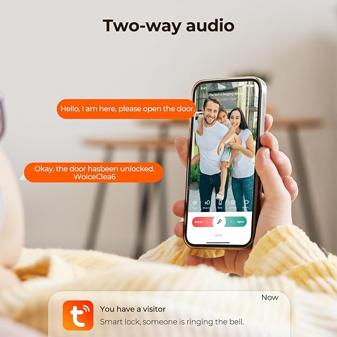 Video Smart Lock with Camera & Doorbell, 5-in-1 Keyless Entry Door Lock with Handle, Fingerprint+Keypad Code+App Remote Control+IC Card, Auto Lock, Wi-Fi Smart Deadbolt for Front Door, Apartment
