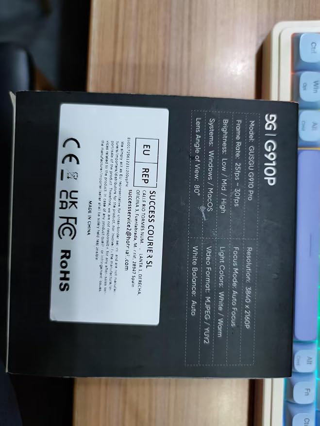 GUSGU G910 2K Quad HD Webcam for PC, with Microphone & Light & Privacy Cover, Web Camera for Desktop Computer/Laptop/MacBook, USB Streaming Camera