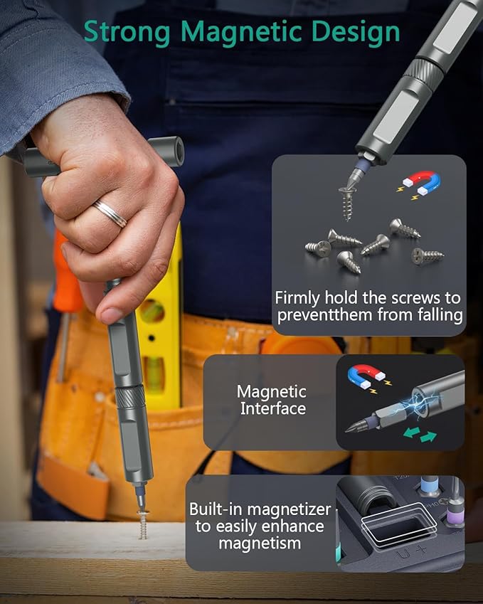 ORIA 42 in 1 Magnetic Screwdriver Set, Multi Bit Ratchet Screwdriver Set With T Handle, Portable Storage Case, DIY Repair Tool Kit for Electronic Repair, Furniture, Bicycle, Computer, Grey