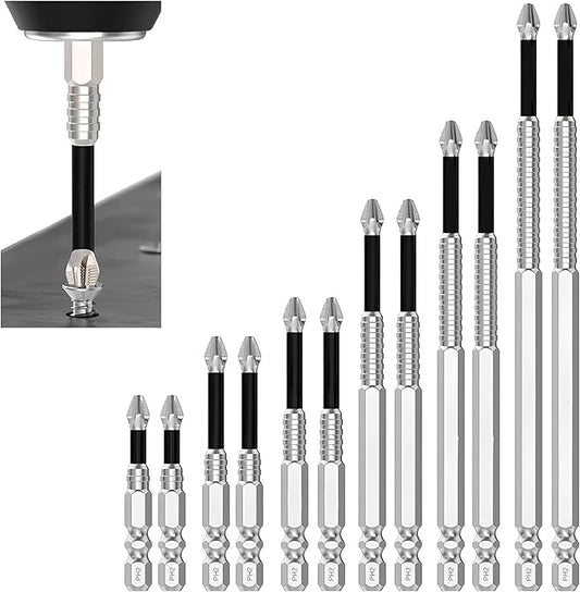 High Magnetic Screwdriver Drill Bit Set, Anti Slip Magnetic Electric Screwdriver Set for Impact Driver, Upgrade Strong Magnetic Durability Screwdriver Drill Bit Set, 25 50 65 70 90 150mm (2 Set)