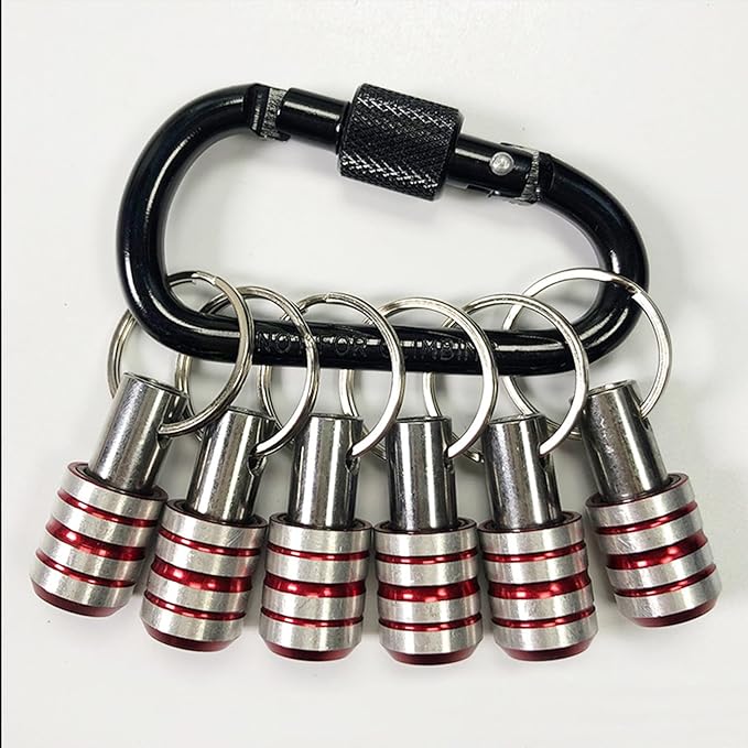 LUEXBOX 1/4 Inch Bit Holder Keychain, Hex Screwdriver Bits Holder Extension Bar, Quick Change Screw Bit Holder for Most Electric, Hand-held Screwdrivers and Drill Bits (C: Red 6pack)