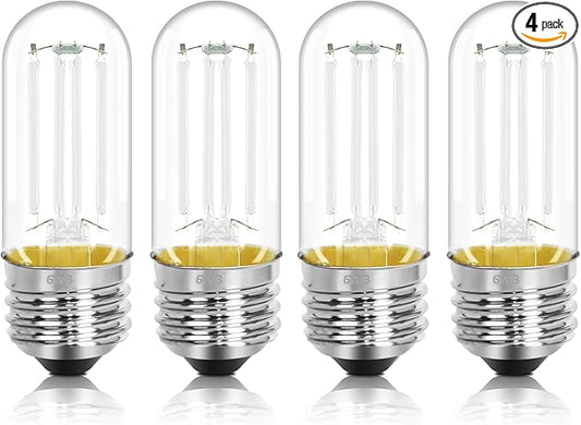 4 Pack 3.2 Inch T10 Blue Light Bulb, E26 Base Edison Bulbs Dimmable, AC 120V 60 Watt Equivalent Clear Glass Filament Bulb, Halloween Christmas Party Bar Colored Light Bulbs, UL Listed
