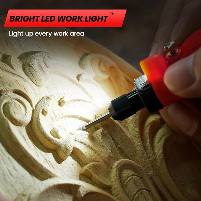 HARDELL Mini Cordless Rotary Tool Kit, 5-Speed and USB Charging with 69 Accessories, Multi-Purpose 3.7V Power Rotary Tool for Sanding, Polishing, Drilling, Etching, Engraving, DIY Crafts (Red)