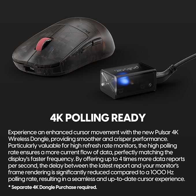 Pulsar Gaming Gears - Super Clear Limited Edition: X2H Mini Wireless Gaming Mouse, Symmetrical, Ultra Lightweight 1.83 oz (52g), PAW3395 26k DPI, Optical Switch (Mini, Clear Black)