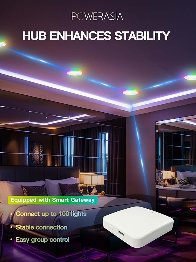 6 Pack 6 Inch Smart LED Recessed Lighting with RGB Back Light, 12W 1200LM Smart LED Recessed Lights with Junction Box, 2700K-6000K Color Changing Work with Google Assistant/Siri, Hub INCL