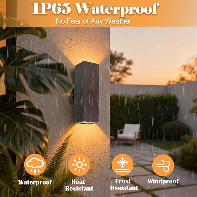 wowlite Motion Sensor Porch Light 2 Pack, Outdoor Lights for House Dawn to Dusk Outdoor Light Fixture, Up and Down Waterproof Modern Exterior Lighting Fixtures for Front Door Garage Yard, ETL Listed