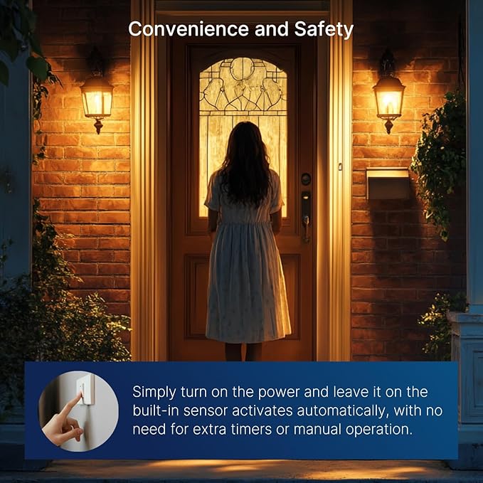 FLSNT Dusk to Dawn Outdoor Sensor ST19 LED Light Bulb, 8W (100W Eqv.), 1400LM,Vintage Filament E26 Base, Auto On/Off Photocell Automatic for Energy-Efficient Outdoor Lighting, 2700K Soft White, 4 Pack