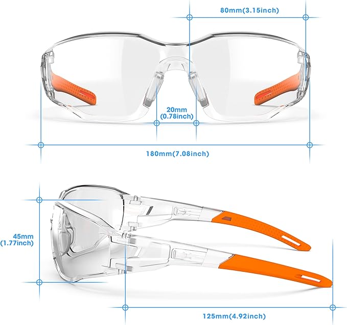Safety Glasses Anti-Fog Goggles Clear Lens,Adjustable Frames Blue Light Blocking Eye Protection For Men Women