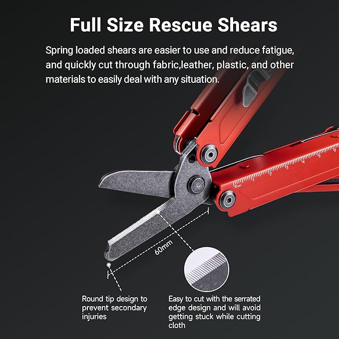 NEXTORCH PIONEER MT20 14-IN-1 Multi-tools Full-Size,Versatile Multi-tool Set with Scissors Needle Nose Pliers Pocket Clip Multi-tool (RED)