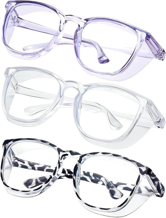 Safety glasses Goggles Nurses Protective Eyewear - Anti Fog Square Frame Stylish Clear Glasses for Women Men