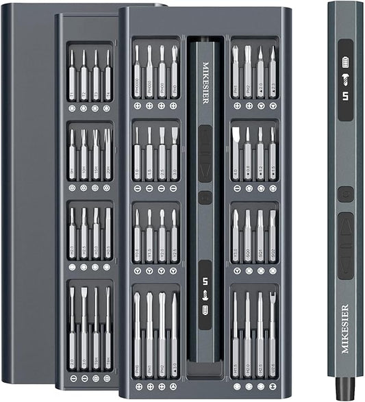 3.7V Mini Electric Screwdriver, Precision Electric Screwdriver Set, 5-Level Torque, 64 Magnetic Bits, Magnetic Storage, Portable Repair Tool Kit for Electronics Phone Camera Laptop Watch