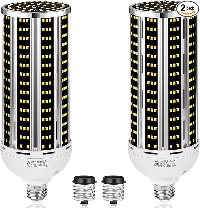 150W 2 pack LED Corn Light Bulb(1500W Equivalent ) ,Commercial Grade DayLight 5000K E26/E39 22900LM Medium Mogul Base LED Lamp,Large Area Lights For Outdoor Indoor Garage Warehouse Factory Bay Light