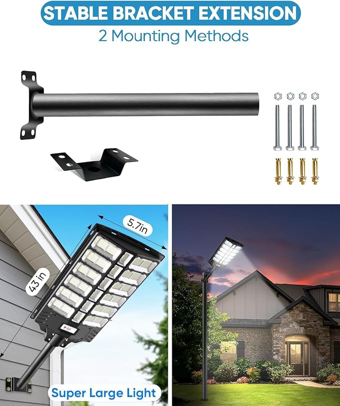 5000W Solar Street Lights Outdoor 500000LM 936PCS LED Commercial Parking Lot Lights Dusk to Dawn Waterproof Solar Security Flood with Motion Sensor and Remote for Yard Warehouse Garage Driveway