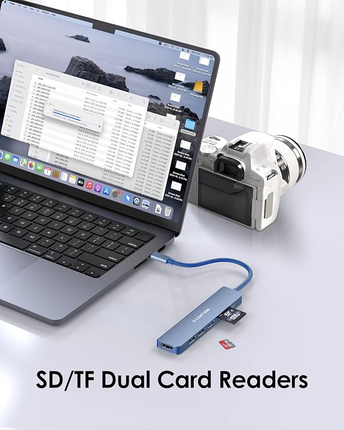 LENTION USB C Hub with 100W Charging, 4K HDMI, Dual Card Reader, USB 3.0 & 2.0 Compatible 2023-2016 MacBook Pro, New Mac Air/Surface, Chromebook, More, Stable Driver Adapter (CB-CE18,Blue)