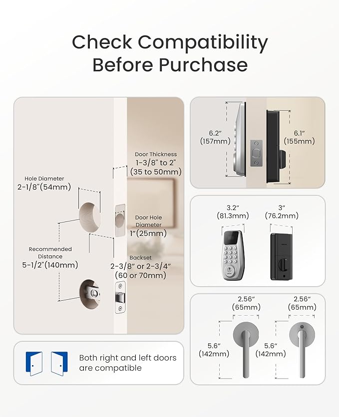 DESLOC C100 Keyless Entry Door Lock with 2 Lever Handles & Display, Electronic Keypad Deadbolt with Screen Digital Smart Front Door Lock Set, Auto Lock, Passage Mode, 12 Months Battery, Silver