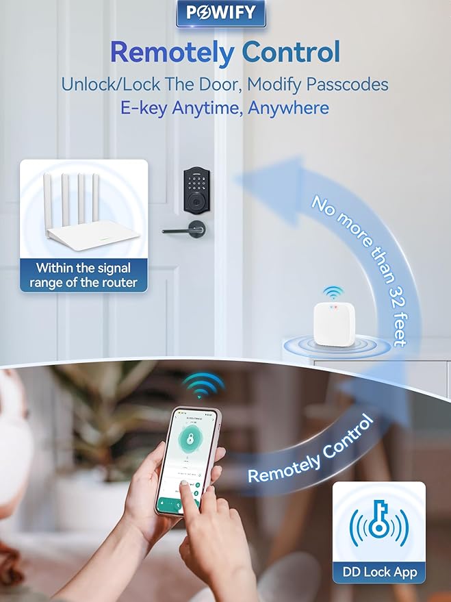 Smart Lock Wi-Fi Gateway, Remote Control with Tuya App, Compatible with Alexa Voice Control