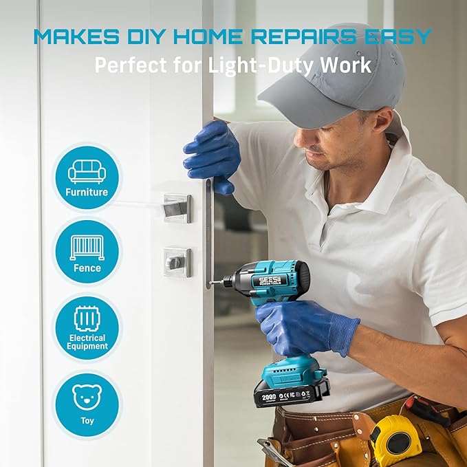 SEESII Cordless Impact Driver Kit, 21V Max Torque 1590 In-lbs(180 N.m) Impact Driver Set with Two 2.0 Ah Batteries, 1/4" Hex Chuck Power Impact Driver w/ 20 Pcs Drill Bits, 0-2500 RPM Variable Speed