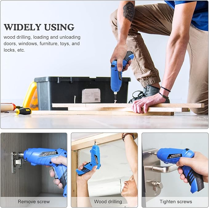 MQFORU Cordless Screwdriver, 48 in 1 Electric Screwdriver, Rechargeable 3.6V Portable Cordless Drills Kit, Dual Position Handle with USB Cable LED Light for Home Office DIY Tools