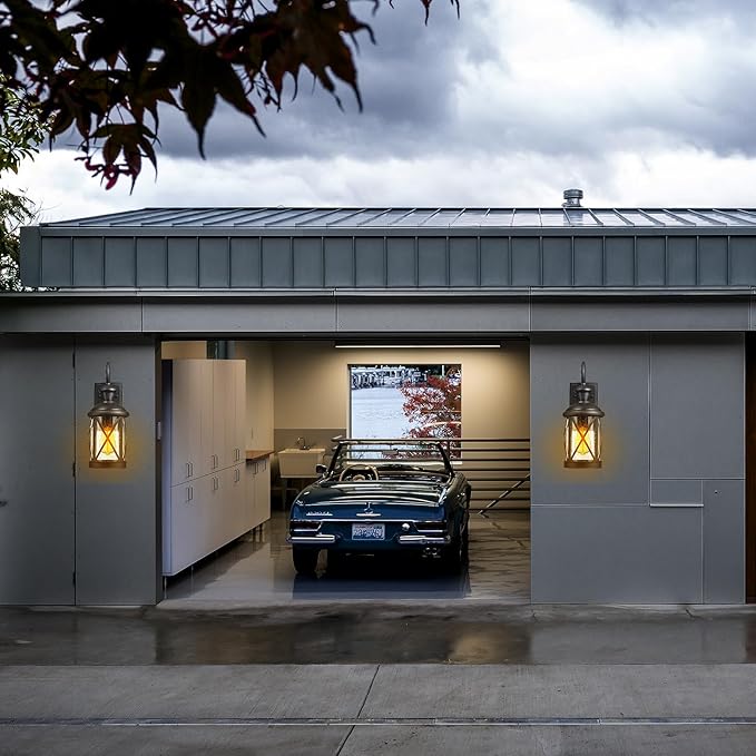 Darkaway Motion Sensor Outdoor Wall Light, Dusk to Dawn Outdoor Porch Light with GFCI Outlet Waterproof Exterior Wall Sconce with Seeded Glass Black Wall Mount Lighting Fixture for House Patio Garage