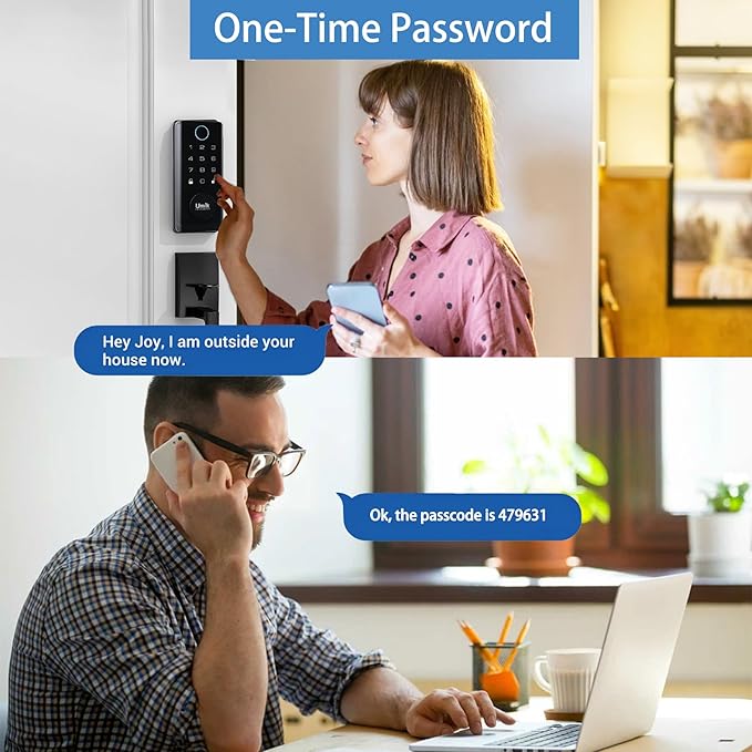 Fingerprint Smart Door Lock with Heavy Duty Handleset, Keyless Entry Door Lock, Electronic Keypad Deadbolt Locks, App Control for Front Door, Home (Matte Black)