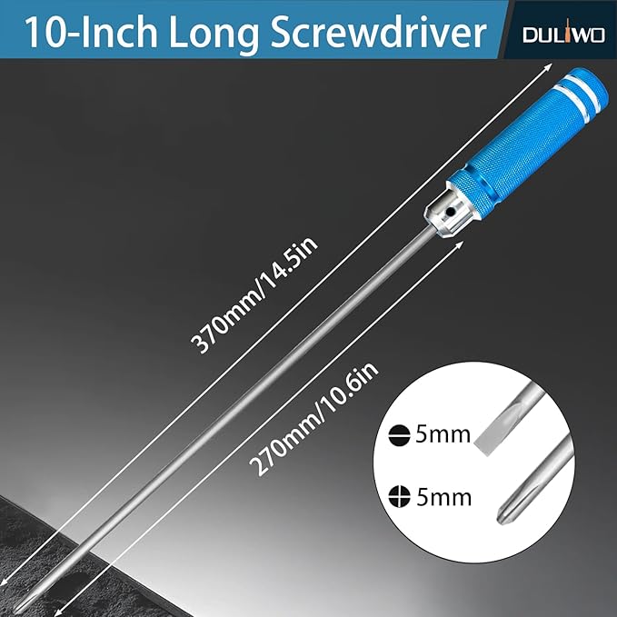 10-Inch Flat Head Screwdriver, Long Screwdriver with Detachable Aluminum Handle, Durable High-Torque for Auto Repair, Tight Spaces, and Home DIY, Extra Long