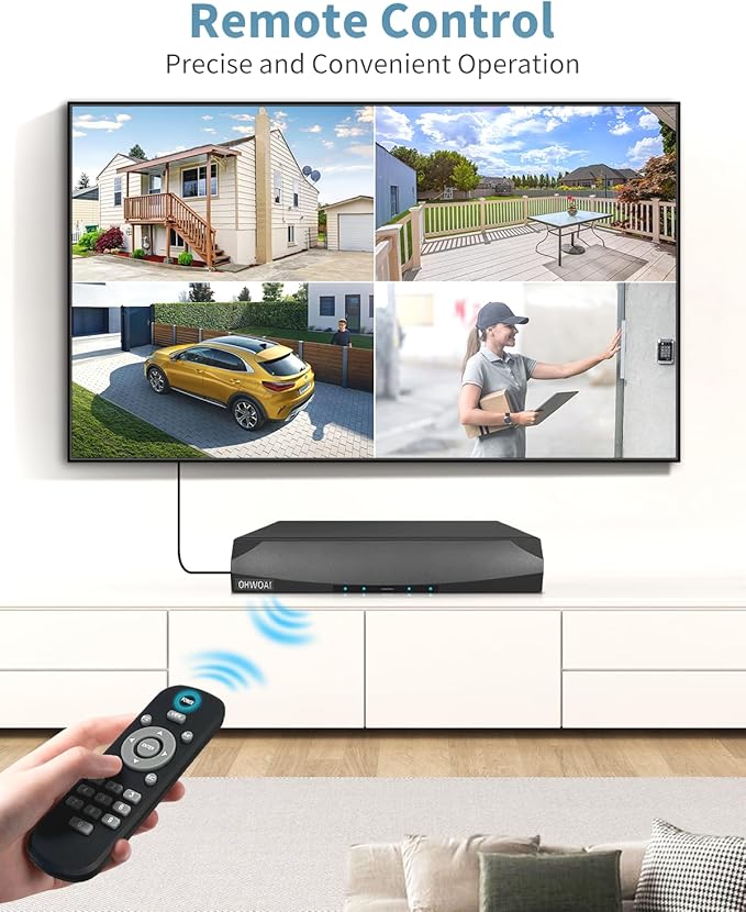《130°Wide Angle & 2-Way Audio 》4K Outdoor Wired Security Camera System,360 Degrees Security PTZ IP Cameras,Surveillance Video Equipment, Surveillance DVR Kits