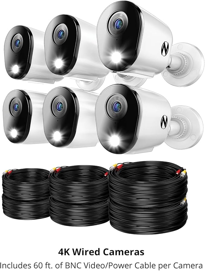 Night Owl 2-Way Audio 12 Channel DVR Video Home Security Camera System with (6) Wired 4K HD Indoor/Outdoor Deterrence Cameras and 2TB Hard Drive (Add up to 4 Wi-Fi Cameras) (6 Camera)