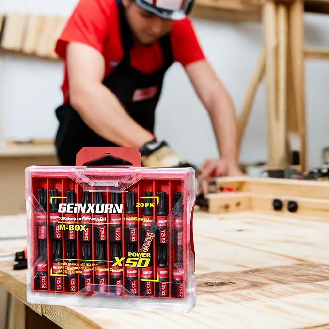 20 Pieces 1 In. T25 Impact Tough Magnetic Screwdriver Bit Set, #25 Torx Head Insert Bits, S2 Alloy Steel Star Bits with Storage M-Box