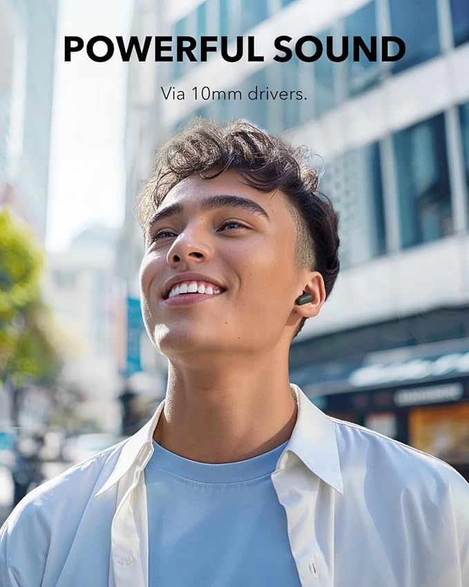 Soundcore P30i by Anker Noise Cancelling Earbuds, Strong and Smart Noise Cancelling, Powerful Bass, 45H Playtime, 2-in-1 Case and Phone Stand, IP54, Wireless Earbuds, Bluetooth 5.4 (Green)