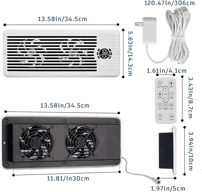 Register Booster Fan for 4" x 12" Register Holes, Smart AC Vent Booster Fans Improves Heating & Cooling with Remote and Thermostat Control,10-Speed Quiet Vents Fan for Floor Ceiling