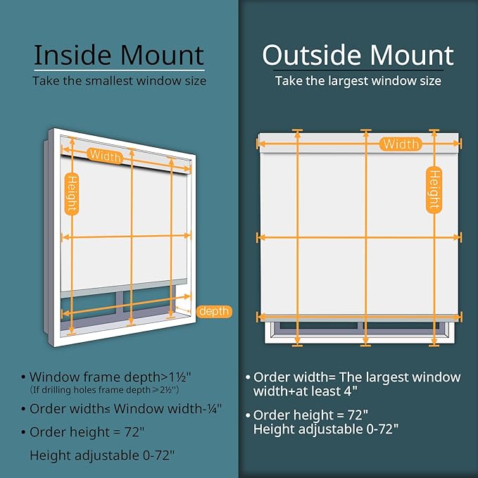 Motorized Blinds No Drill Automatic Blinds for Windows Cordless Roller Shades Electric Blinds with Remote Control Smart Blinds (White, 48 x 72)