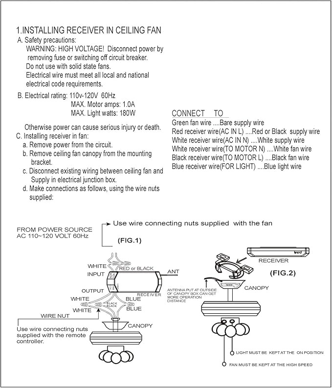 Universal Ceiling Fan Remote Control Kit - Compatible with Harbor Breeze, Hampton Bay & More