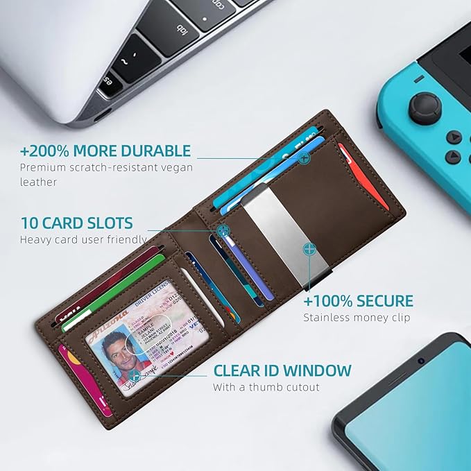Zitahli Men's Wallets Airtag Holder Slim Rfid Leather with Gift Box