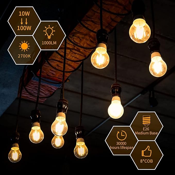 LED Edison Bulb 4W,Antique 40W Vintage Edison Bulb,E26 Light Bulb Non Dimmable Led Bulb 450 Lumens 2300K Amber Warm,Pack of 3