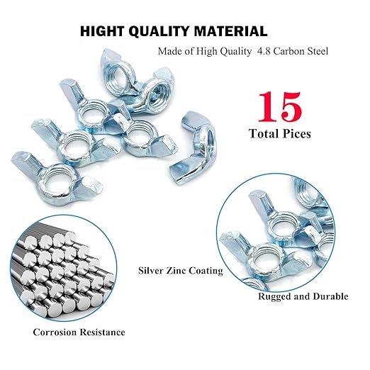 15 PCS 1/2-12 Inch Wingnuts, Quality Carbon Steel Wing Nuts Zinc Plated Fasteners Parts Butterfly Nut, Hand Twist Tighten Hardware Nuts Butterfly Wing-Nut 1/2-12” Assorted Kit