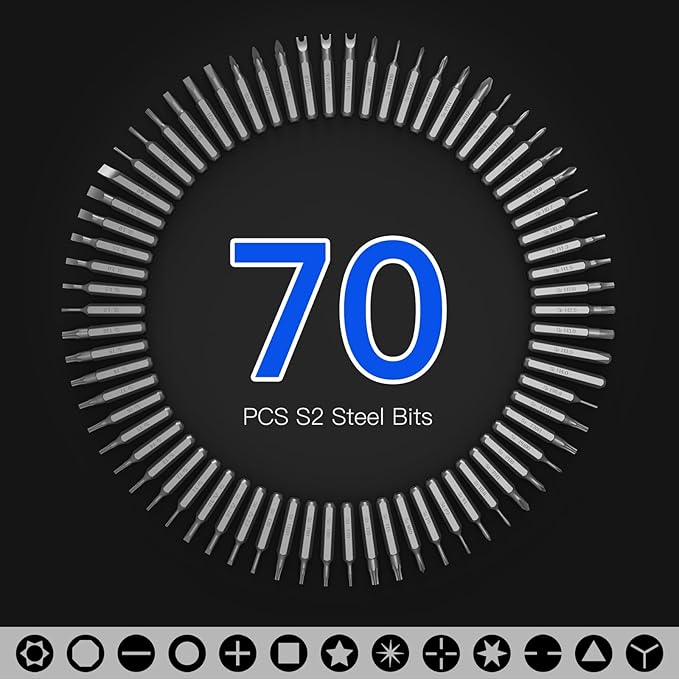 Electric Screwdriver Set 78 in 1 - Mini Precision Screwdriver With 70 Bits, Rechargeable Power Screwdriver Kit for Electronics - Green