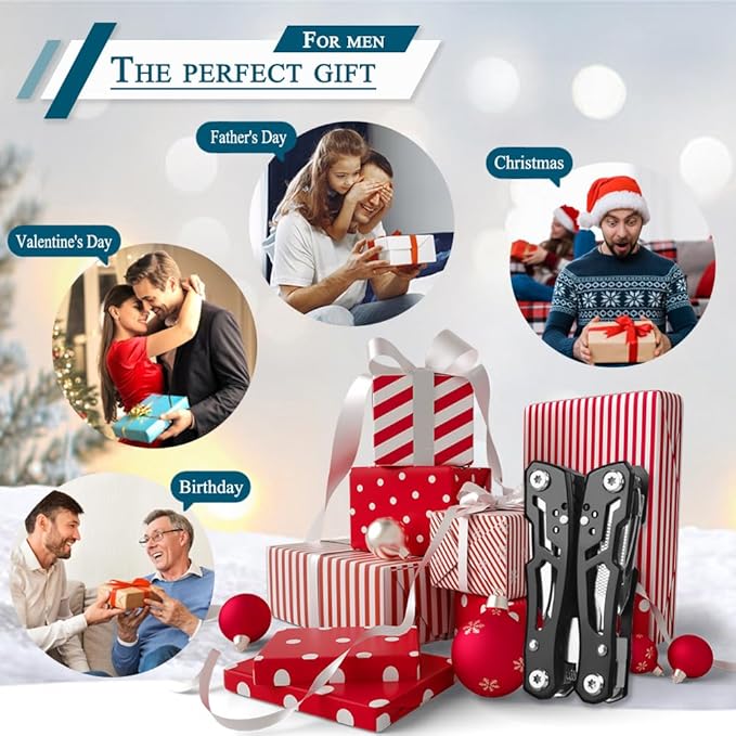 MINI Multitool Pliers, Birthday Christmas Gifts for Men Boyfriend Dad Husband Women, Pocket Knife 14-In-1, Rugged and Practical Portable Computer and Bike Gadgets, Black Camping and Survival Tools