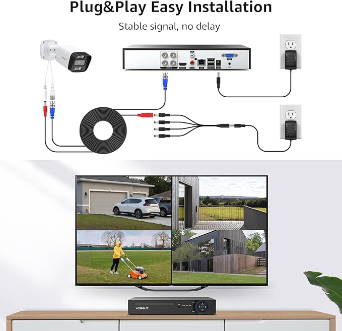 Wired Security Camera System, 8 Channel 5MP Lite CCTV Surveillance DVR Kit with 4 x 3MP Home AHD Security Camera Outdoor, IP66 Waterproof Metal Shell, Remote Access, Smart Detection,500G HDD