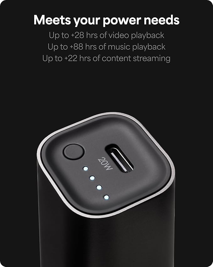 Mophie Powerstation Mini 5,000mAh Portable Power Bank (Gen 3) – Ultra-Fast USB-C PD, 20W Output, Up to One Full Phone Charge, Pocket-Sized, LED Indicator, Includes USB-C Cable, Black