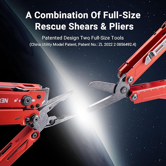 NEXTORCH PIONEER MT20 14-IN-1 Multi-tools Full-Size,Versatile Multi-tool Set with Scissors Needle Nose Pliers Pocket Clip Multi-tool (RED)