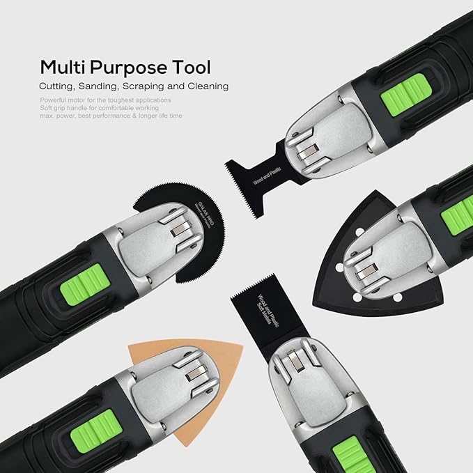 GALAX PRO 2.4Amp 6 Variable Speed Oscillating Multi-Tool Kit with Quick-Lock accessory change, Oscillating Angle:3°, 28pcs Accessories and Carry Bag